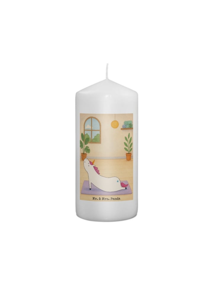 Kerze Einhorn Yoga Design ohne Spruch in Weiß