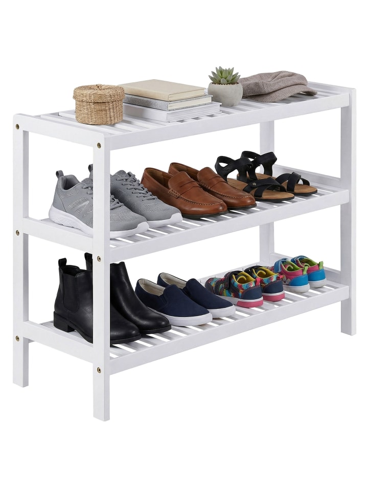 Schuhregal Bambou in Weiß - (B)70 x (H)55 x (T)26 cm