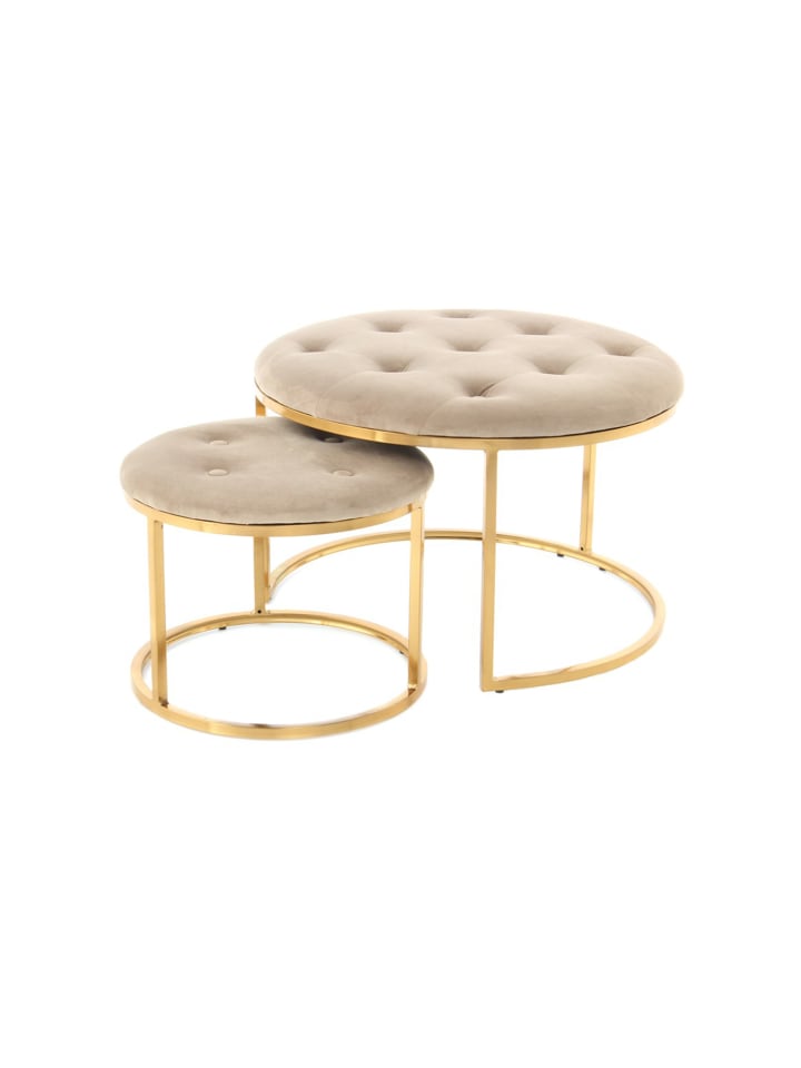 Hocker Becky 825 2er-Set in taupe - gold
