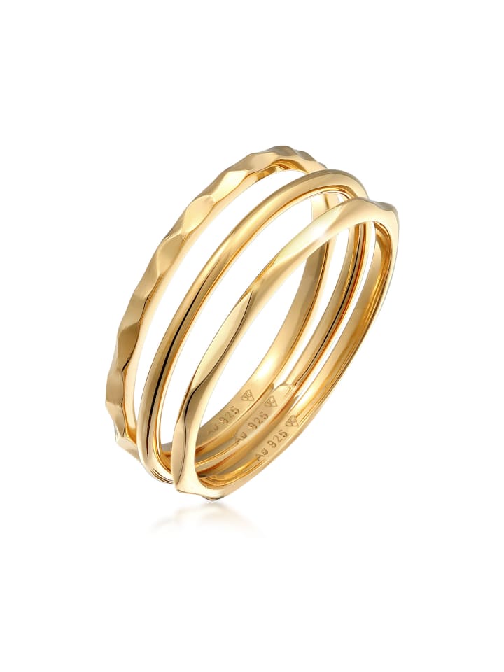 Ring 925 Sterling Silber Ring Set in Gold