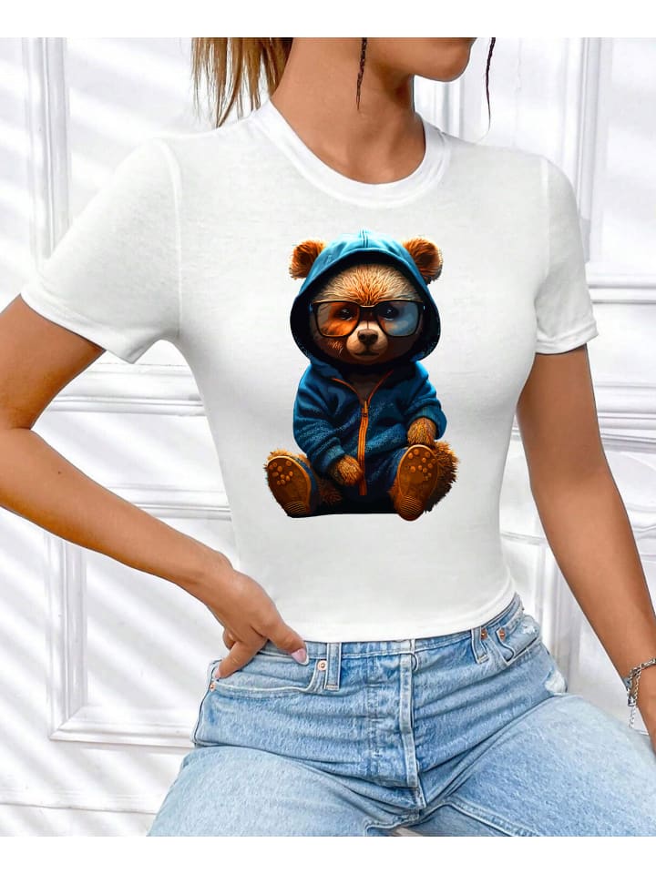 T-Shirt Teddy Chill WEISS-Blau