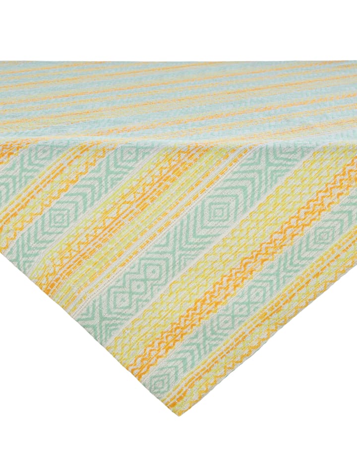 Jacquard, Baumwollmischung, Gewebt Mitteldecke in orange-mint