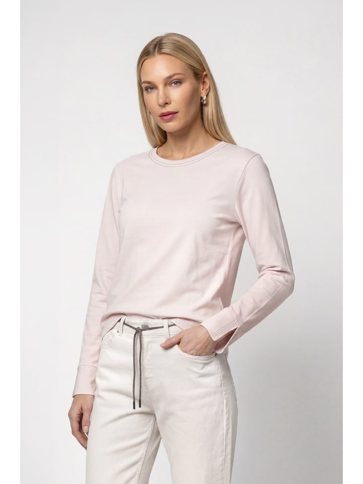 Langarmshirt mit Strassdetails in Rosewater