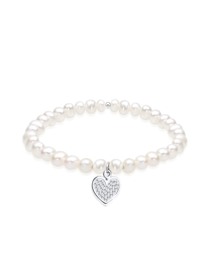 Armband 925 Sterling Silber Herz in Weiß