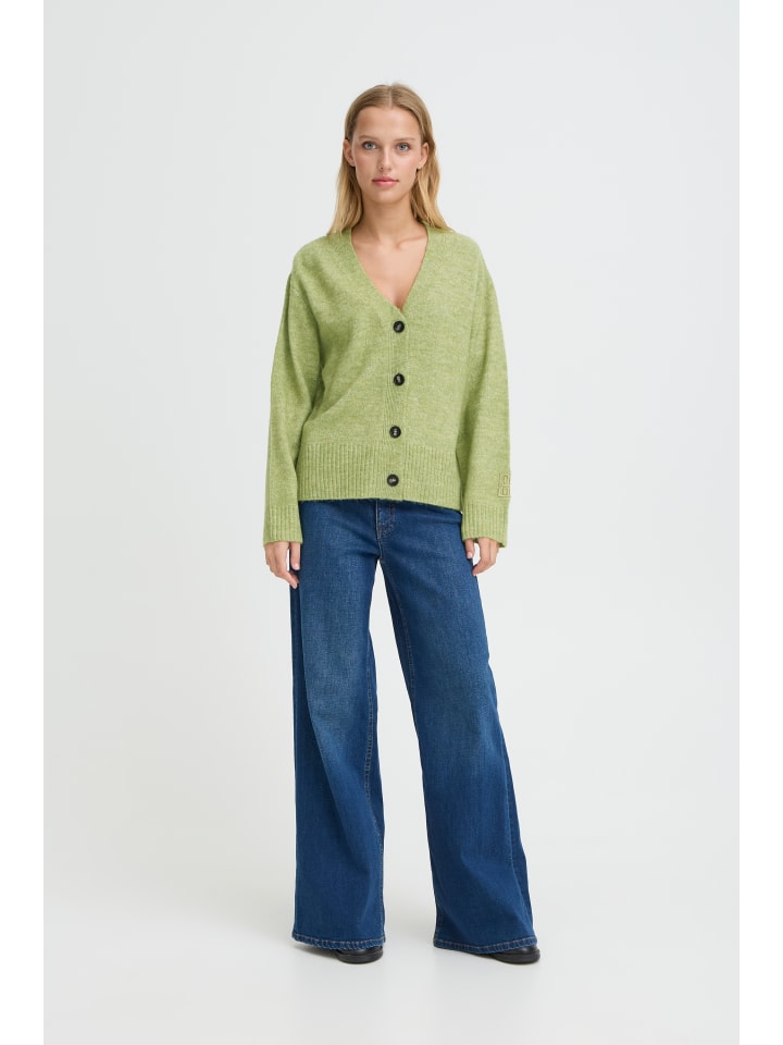 Strick-Cardigan langarm IHBALING Loose fit in IGUANA MELANGE