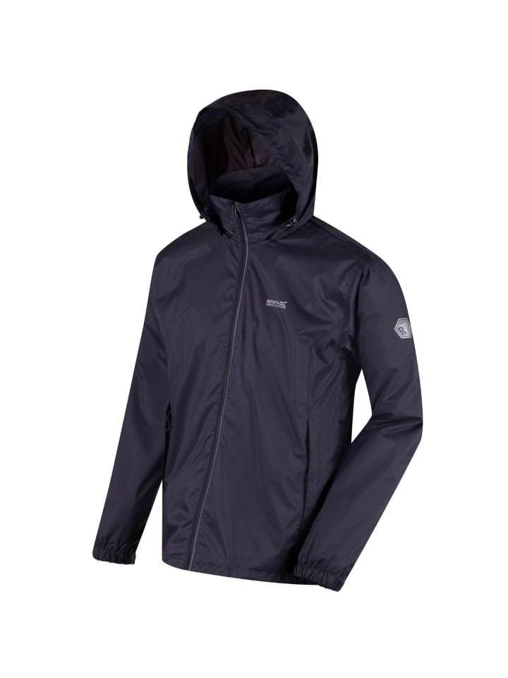 Regenjacke Wasserdicht packbar mit Kapuze in grau