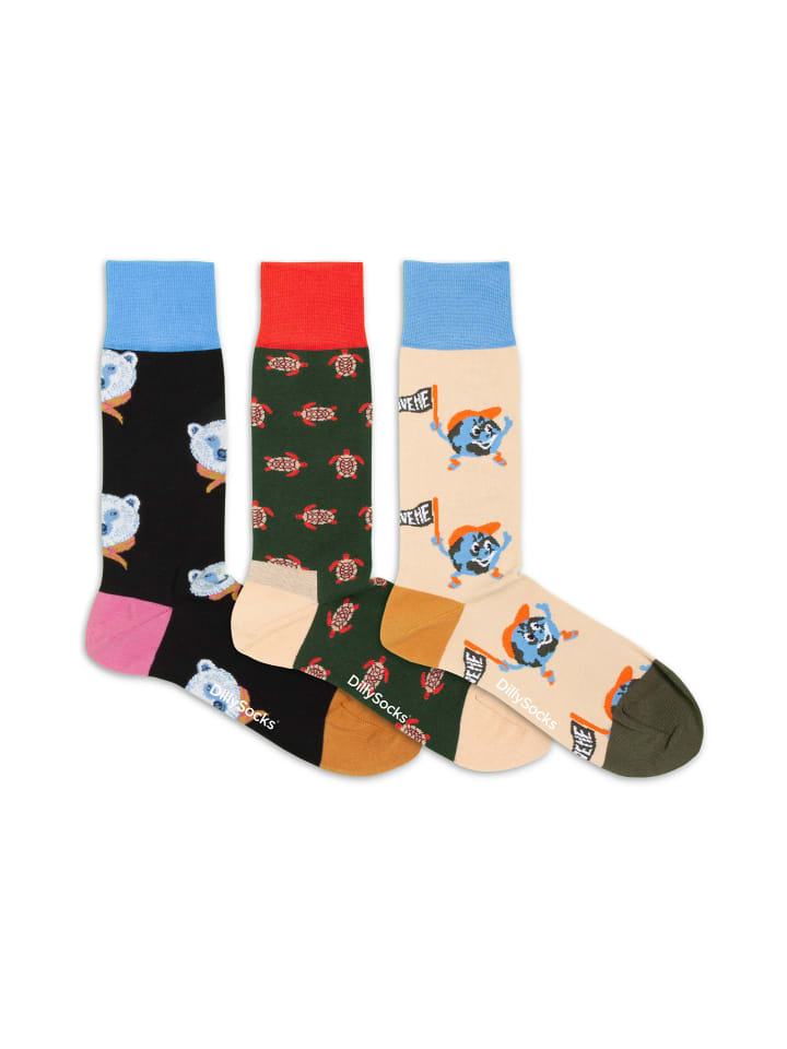 Socken Geschenk Set Around the World 3er Set in mehrfarbig