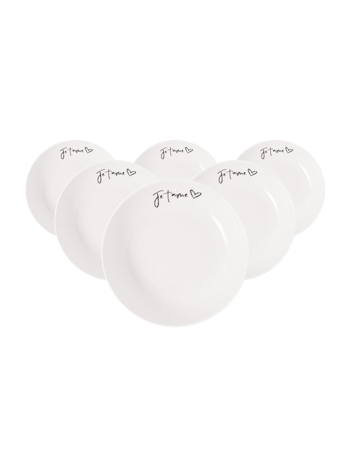 6er Set Schalen Je t'aime Statement in Weiß ø 18,7 cm