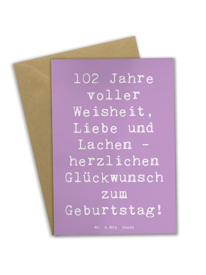 Grußkarte Spruch 102. Geburtstag Glückwünsche m... in Lavendeltraum