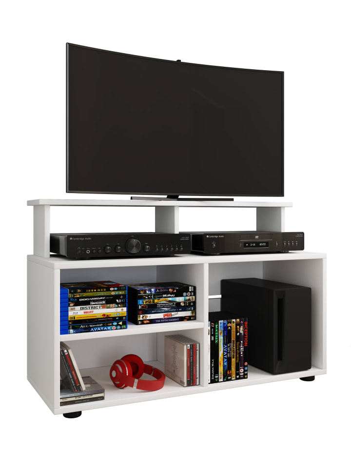 TV Lowboard Fernsehschrank Konsole Balansia in Weiß