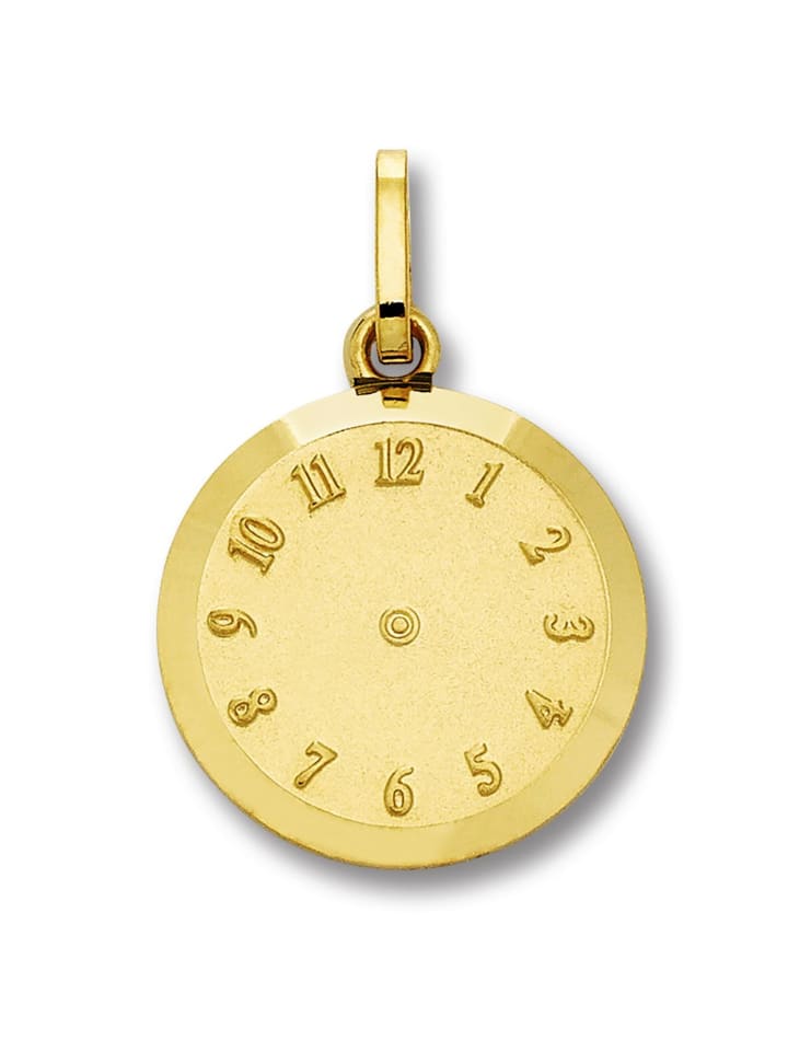 Geburtsuhr Anhänger aus 333 Gelbgold Ø 12,5 mm in gold