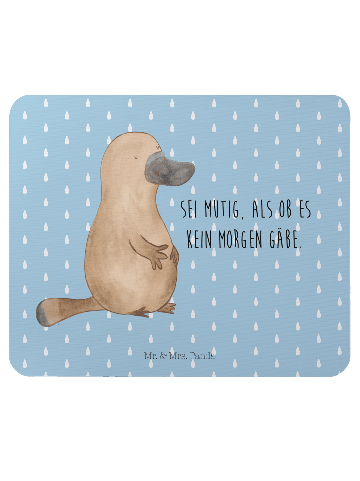 Mousepad Schnabeltier Mut mit Spruch in Blau Pastell