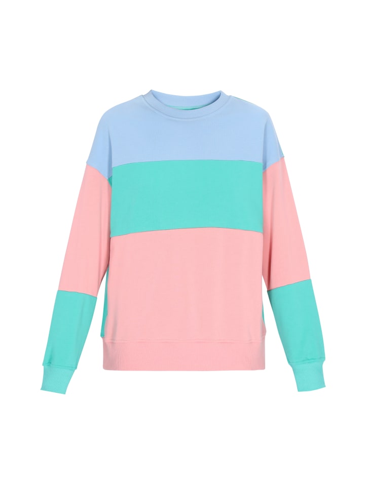 Women Sweatshirt in Blue Green Multicolor