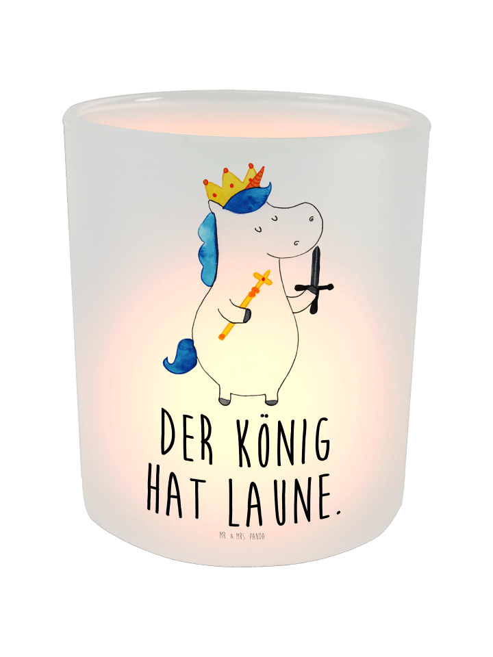 Glas Teelichthalter Einhorn König mit Schwert m... in Transparent