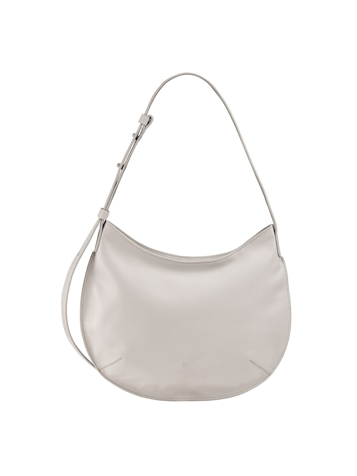 Hispani Schultertasche Leder 34 cm pearl grey