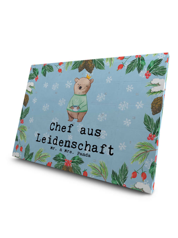 Advents-Teekalender Chef Leidenschaft mit Spruch in Eisblau