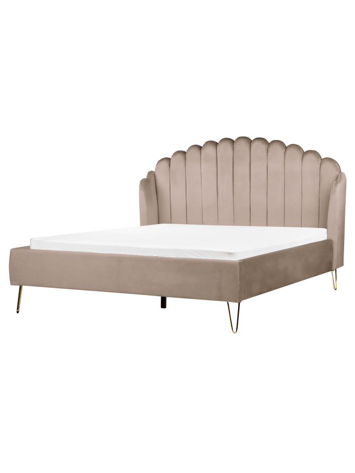 2-tlg Doppelbett AMBILLOU in Beige/Gold