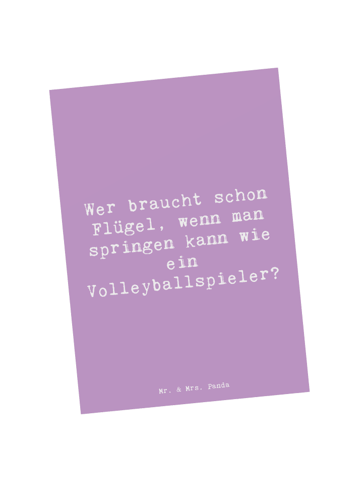Postkarte Spruch Volleyball Sprung mit Spruch in Lavendeltraum