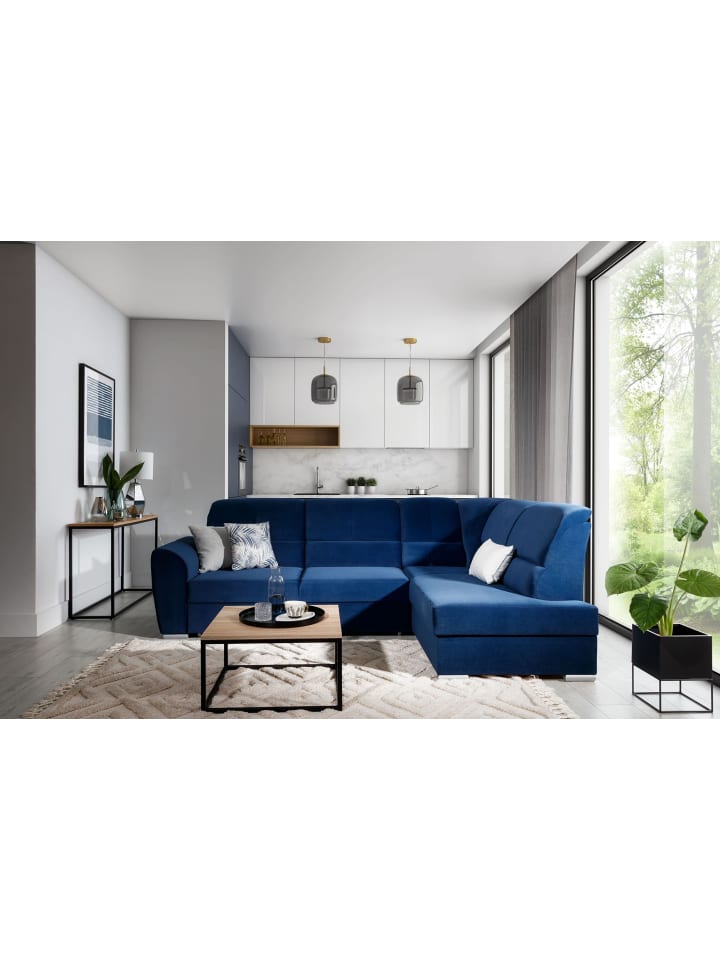 Silver Recamiere Rechts in Navyblau -  (L) 270 x (B) 270 x (H) 93 cm