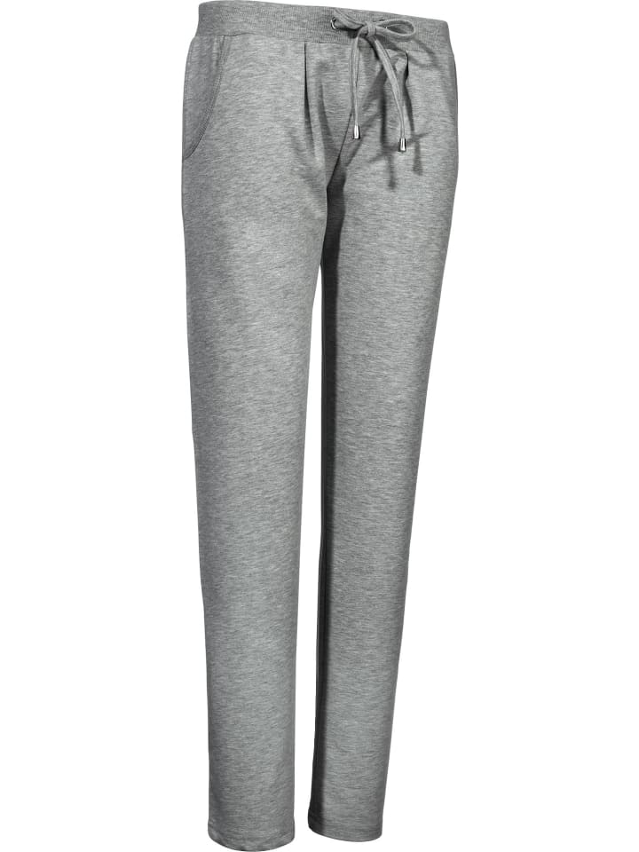 Sweat Freizeithose, lang in grau meliert