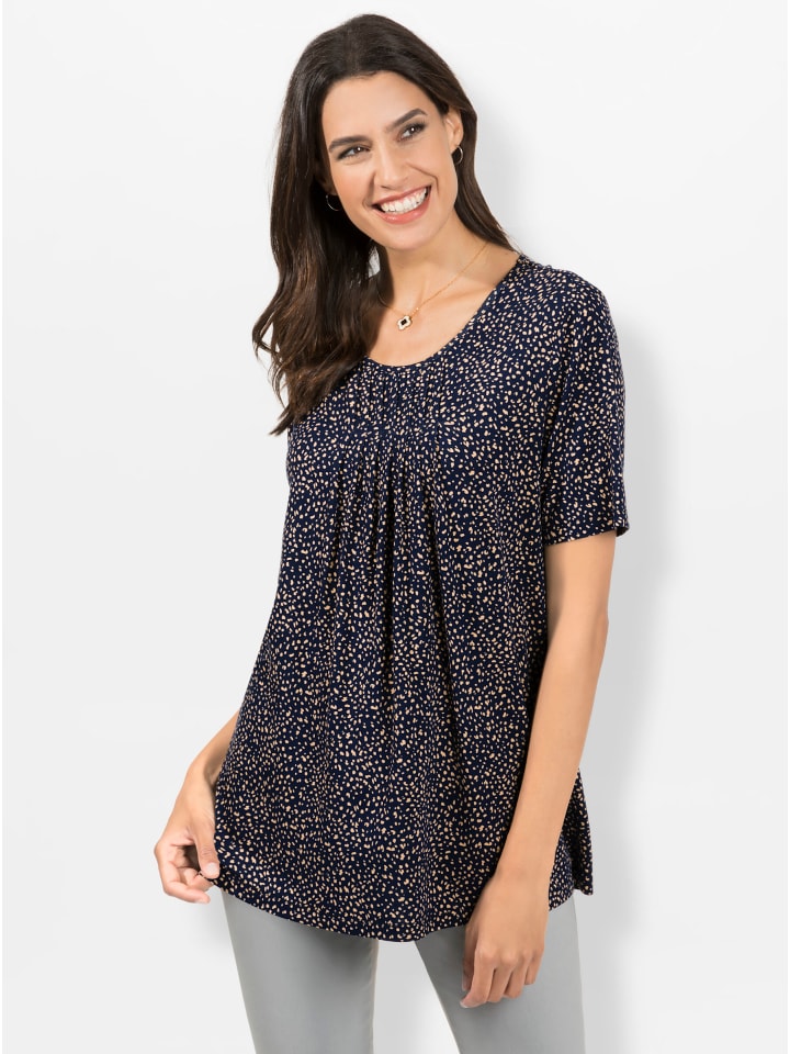 Tunikashirt in marine-camel-bedruckt