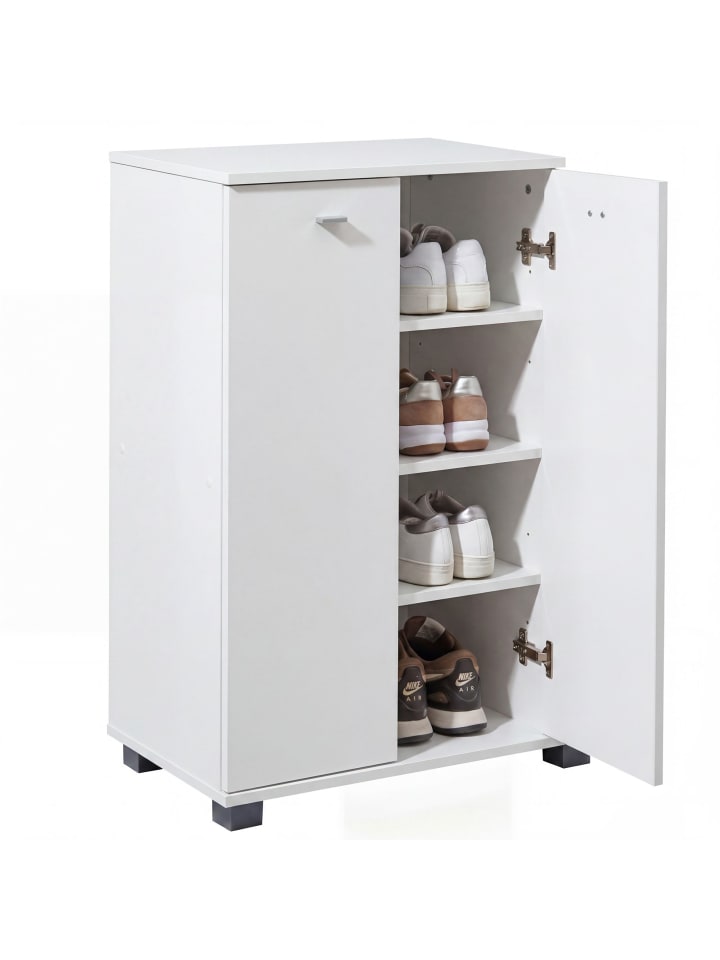 Schuhschrank in Weiß / Spanplatte / 60x35x90