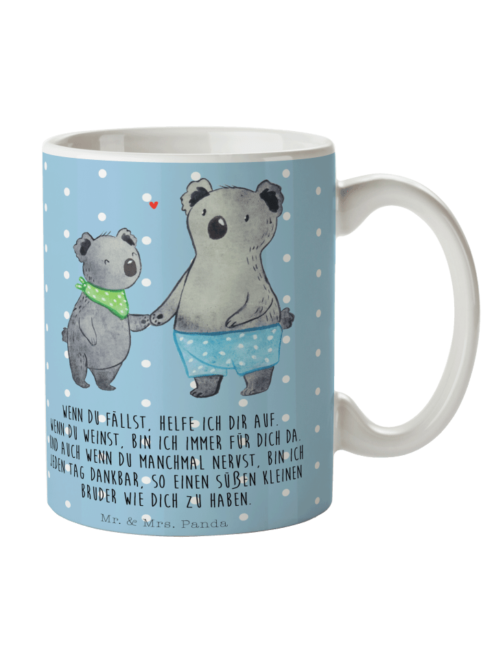 Tasse Koala Kleiner Bruder mit Spruch in Blau Pastell