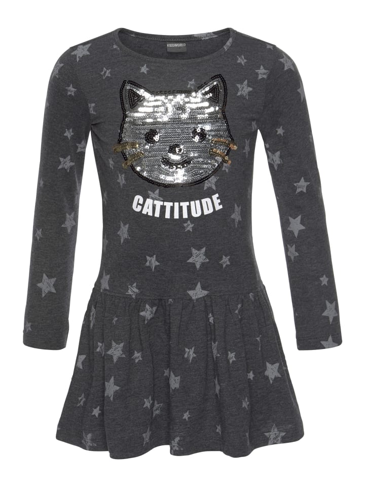 Jerseykleid in anthrazit bunt