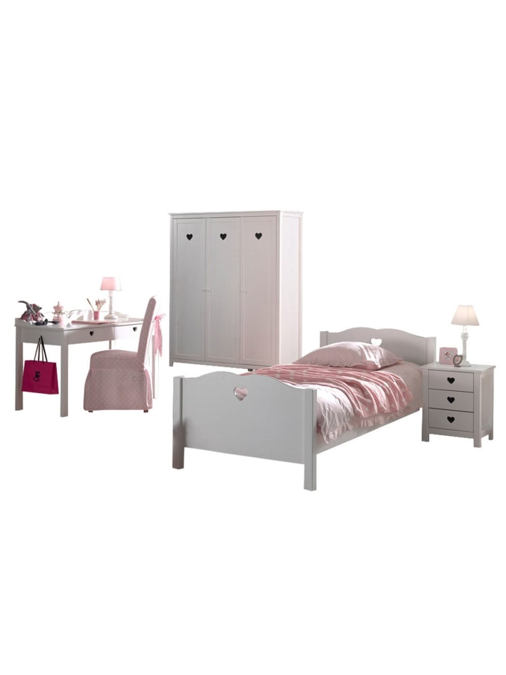 KINDERZIMMER Kamila 10 weiß aus MDF mit Bett, Schrank und Nachtkonsole