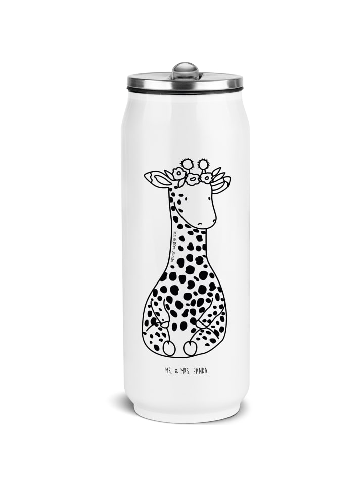 Thermosbecher Giraffe Blumenkranz ohne Spruch in Weiß