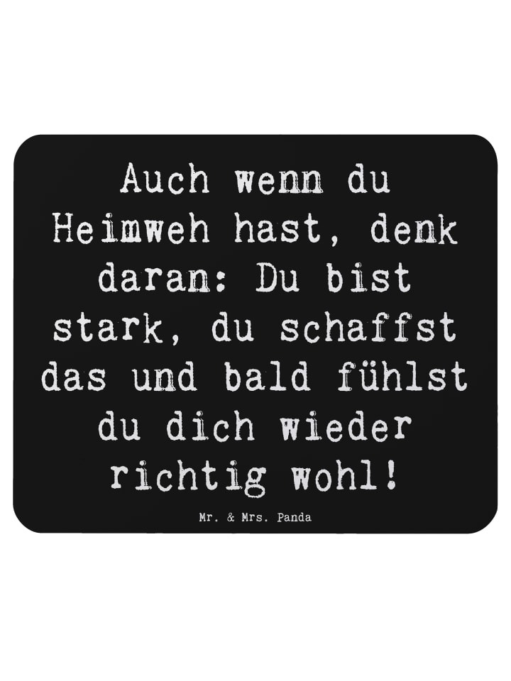 Maus-Pad Spruch Heimweh überwinden mit Spruch in Schwarz