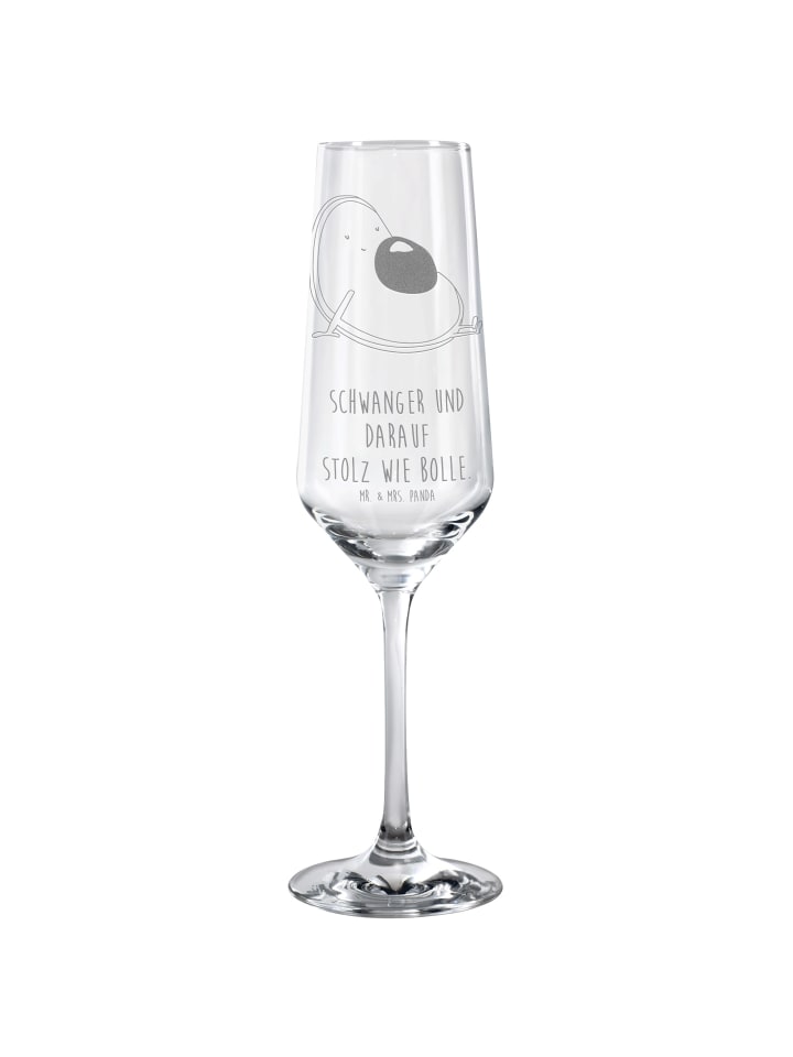 Champagnerglas Avocado Schwangerschaft mit Spruch in Transparent