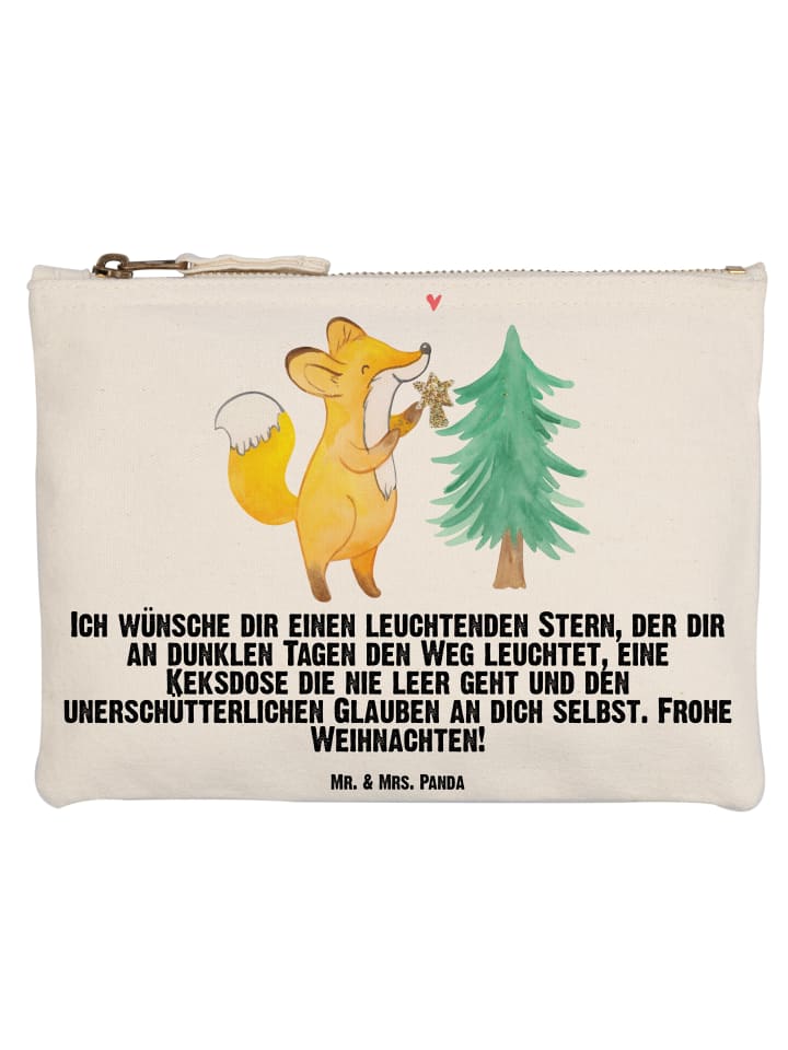 Menschrmäppchen Fuchs Weihnachtsbaum mit Spruch in Weiß
