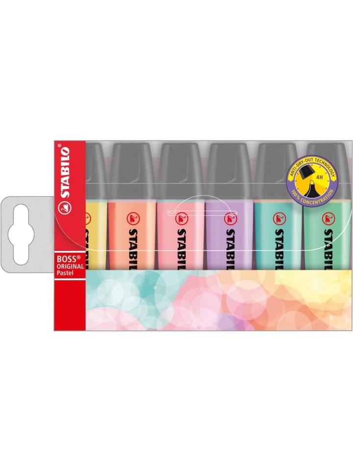 Textmarker Boss Original Pastel Etui Packung mit 6 Stück