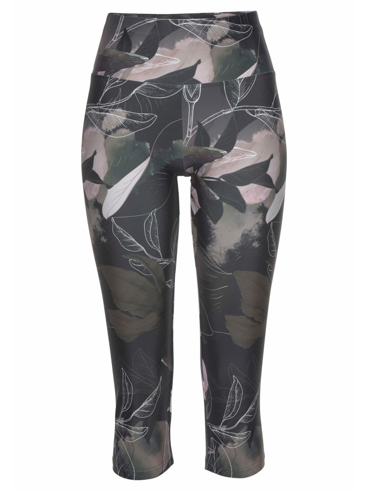 Caprileggings in khaki-gemustert-hellrosa
