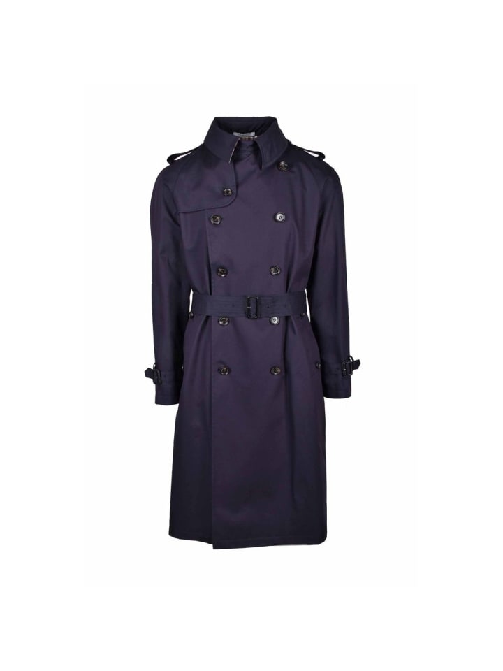 Blau Baumwolle Herren Trench Mantel