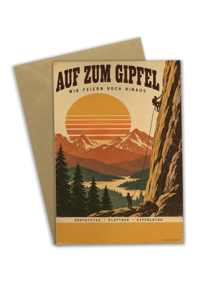 Geburtstagskarte Felswand Vintage Design mit Sp... in Weiß