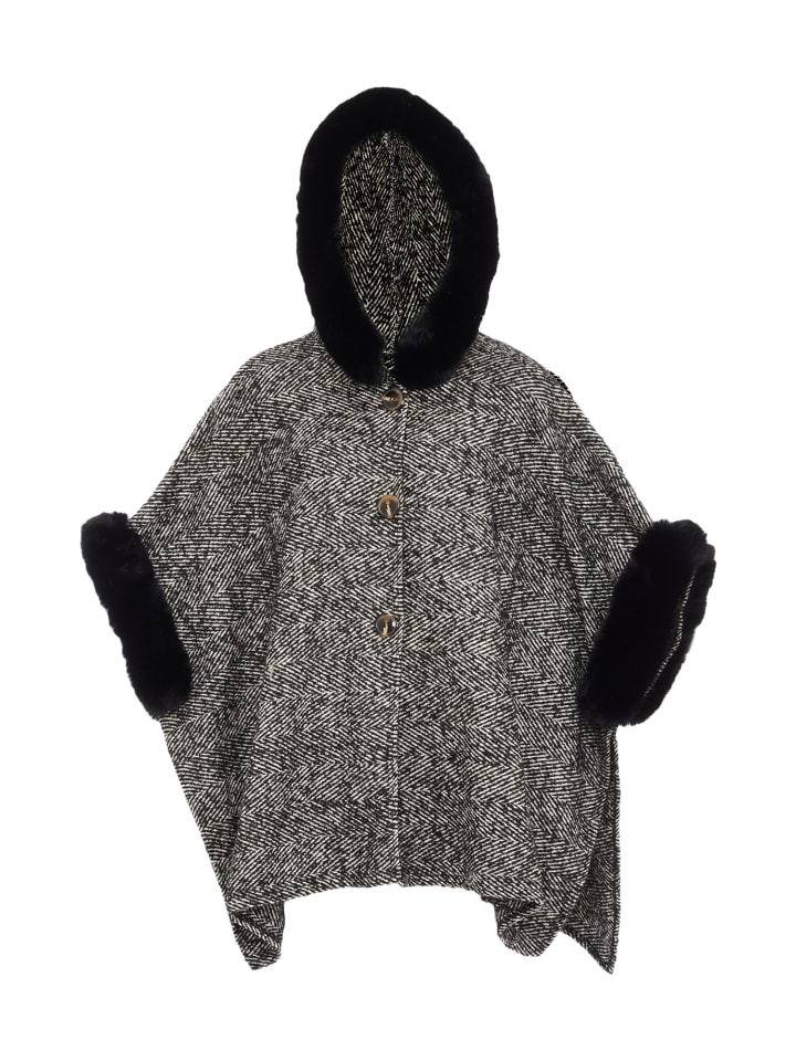 Damen Poncho in Schwarz