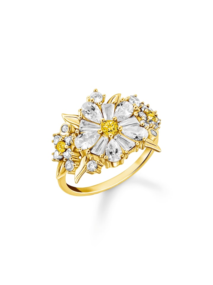 925 Sterling Silber vergoldet, Zirkonia Größe 56