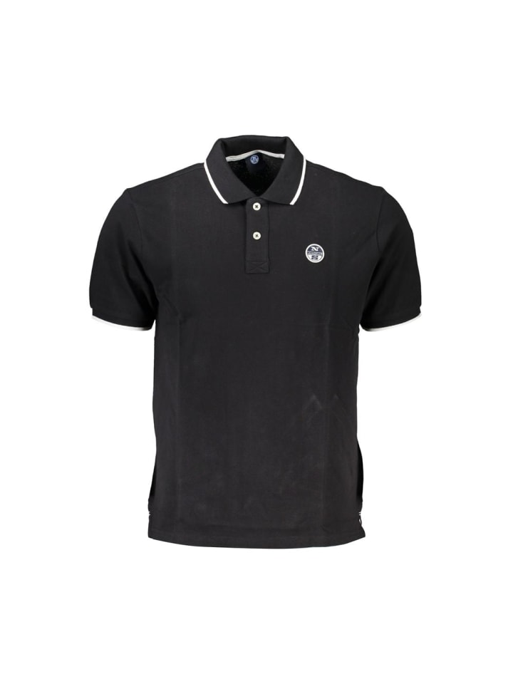 Schwarz Baumwolle Herren Polo Hemd