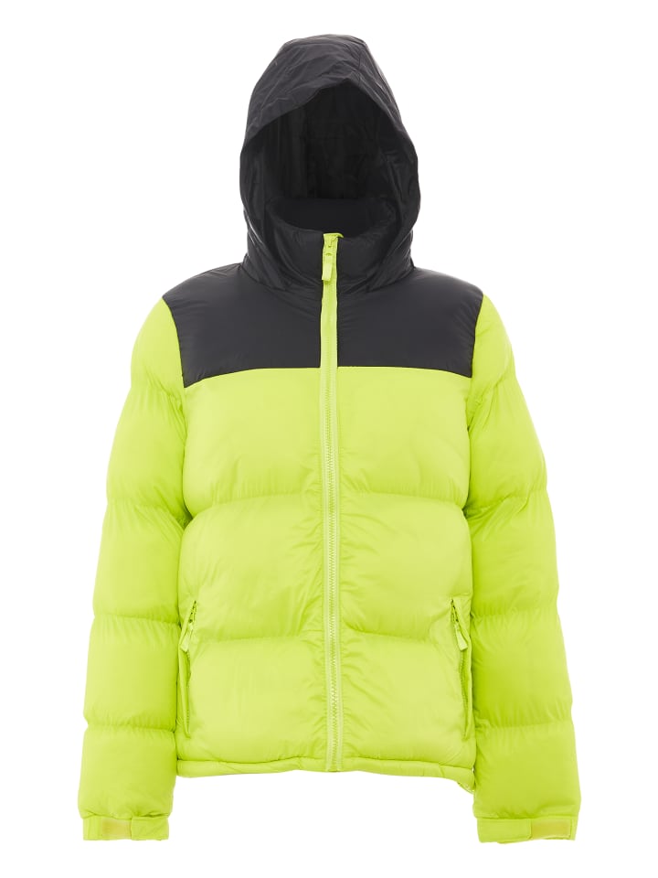 Damen Wattierte Steppjacke in Saure Limette Schwarz