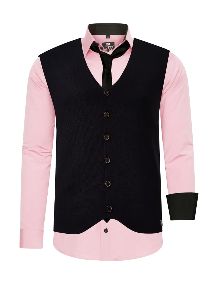 Hemd mit Weste und Krawatte in Rosa