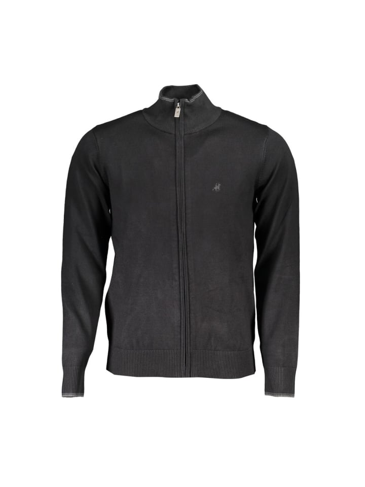 Schwarz Viskose Herren Strickjacke