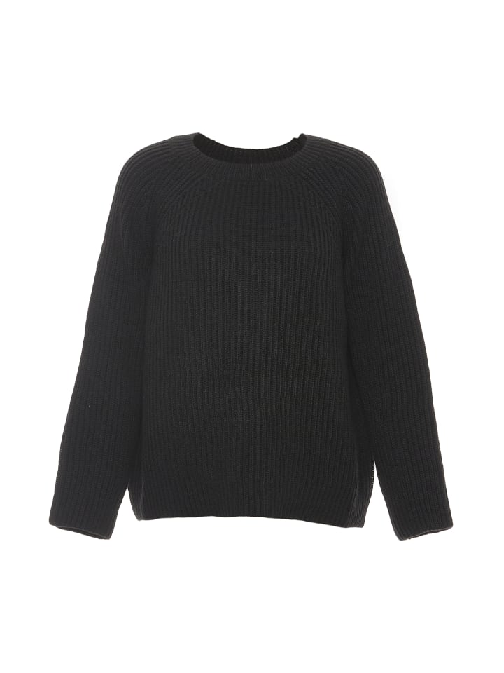 Damen Rippstrickpullover in SCHWARZ