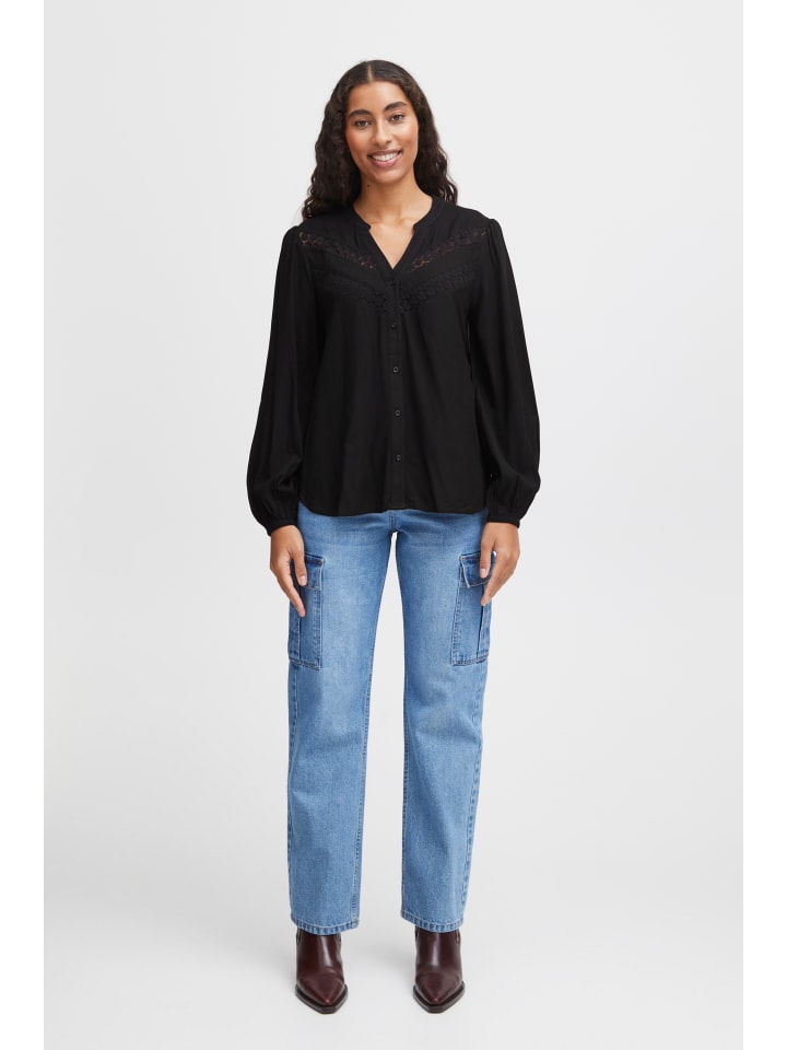 BYHABINE VNECK SHIRT - LIGHT WOVEN Regular fit in Black