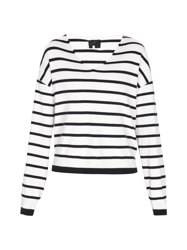 Women Pullover in navy white stripe