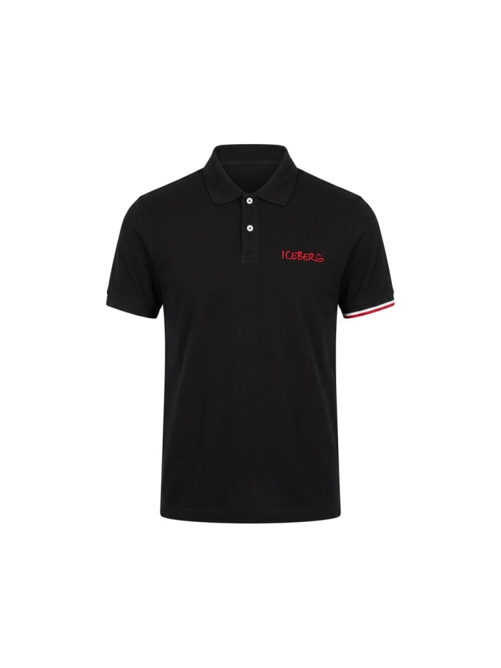 Schwarz Baumwolle Herren Polo Hemd