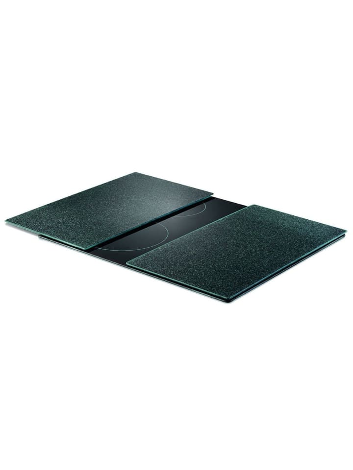 Herdabdeckplatten „Granit“ aus Glas, 2er-Set in Anthrazitfarben, 30 x 52 cm