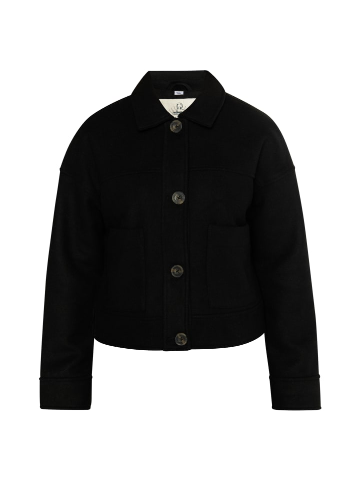 Damen Übergangsjacke Aus Wollgemisch in Schwarz