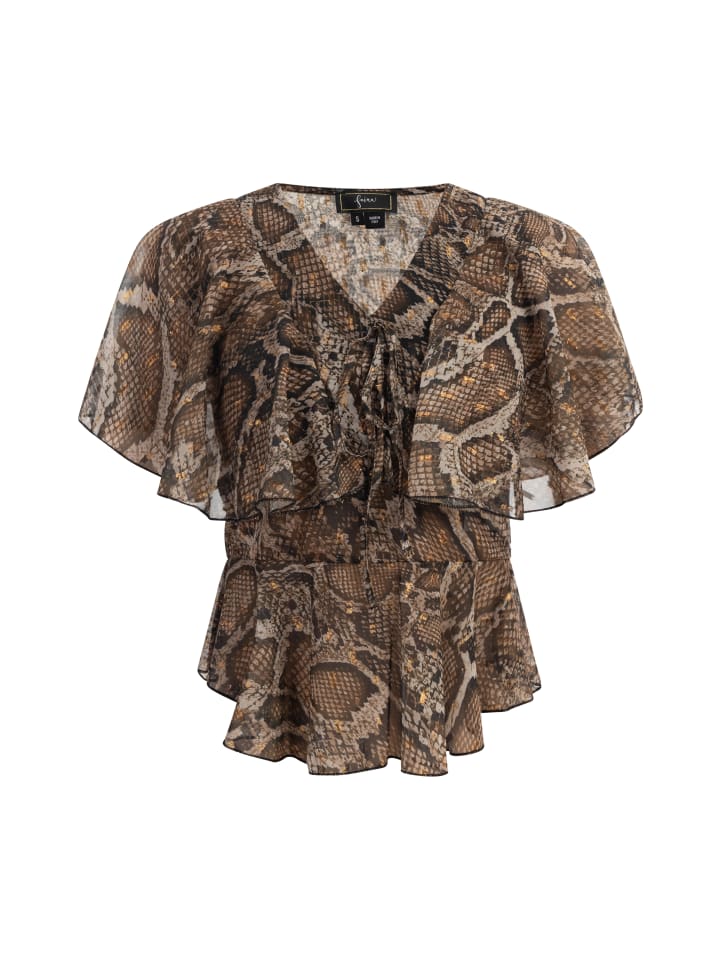 Damen Bluse in Beige Schlange